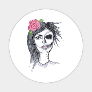 Calavera Beautiful Woman Art Magnet